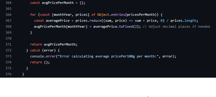 Image of my avgPricePerMonth object creation